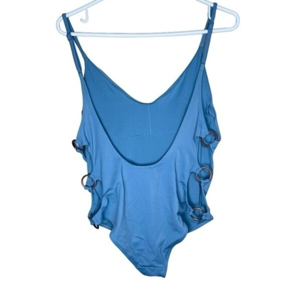 Aerie Large Swimsuits Blue One Piece Swimwear Beach Summer Vacation Scoop Sexy L - Picture 2 of 9